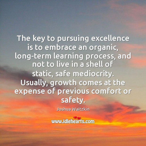 The key to pursuing excellence is to embrace an organic, long-term learning Joshua Waitzkin Picture Quote