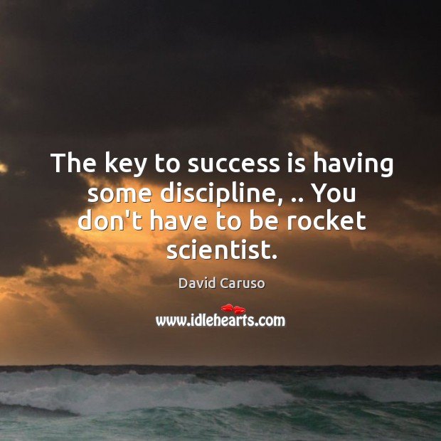 The key to success is having some discipline, .. You don’t have to be rocket scientist. David Caruso Picture Quote