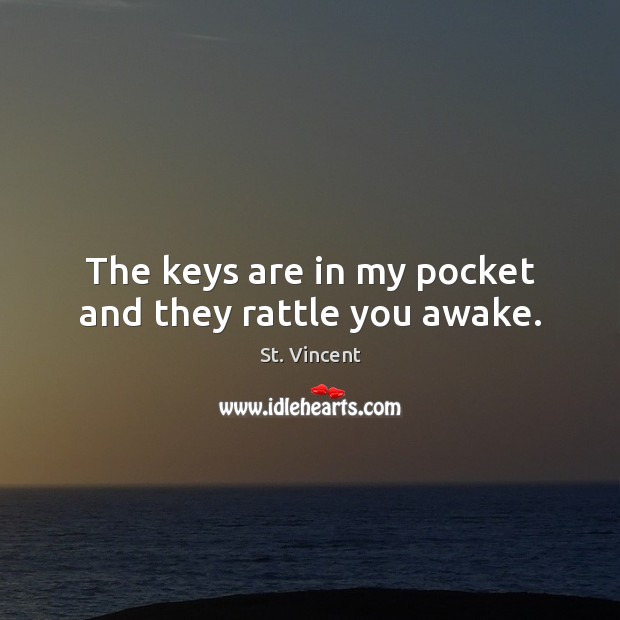 The keys are in my pocket and they rattle you awake. Image