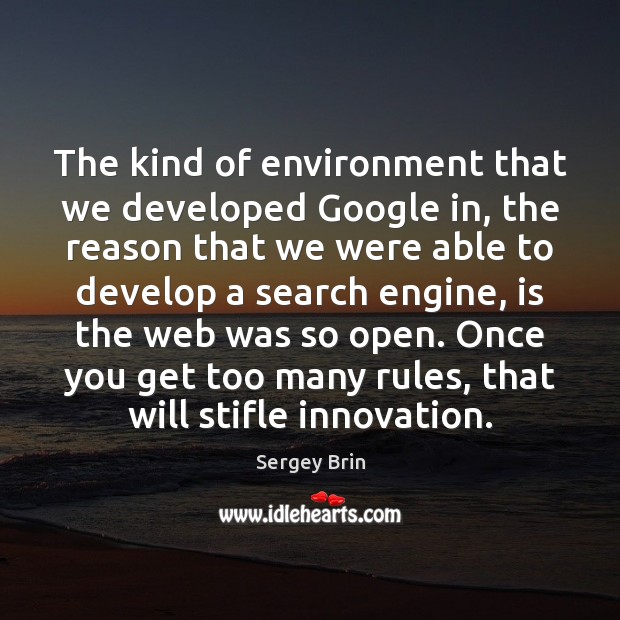 The kind of environment that we developed Google in, the reason that Sergey Brin Picture Quote