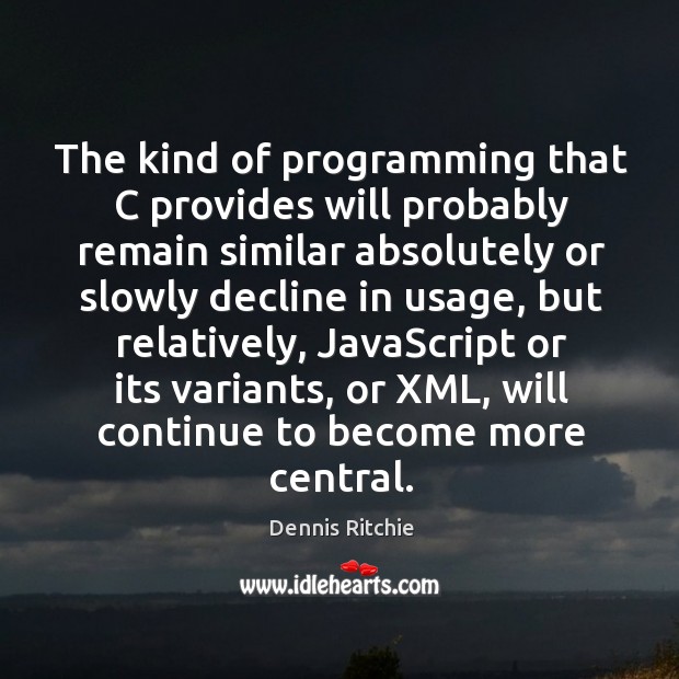 The kind of programming that c provides will probably remain similar absolutely or Dennis Ritchie Picture Quote