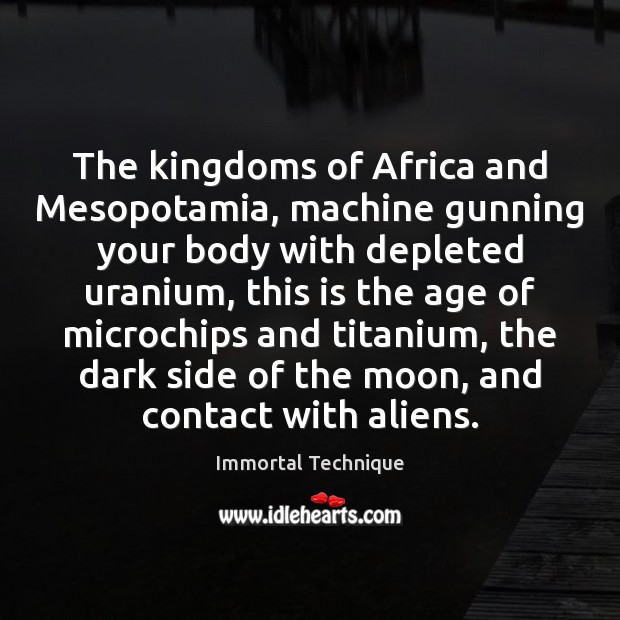 The kingdoms of Africa and Mesopotamia, machine gunning your body with depleted Immortal Technique Picture Quote