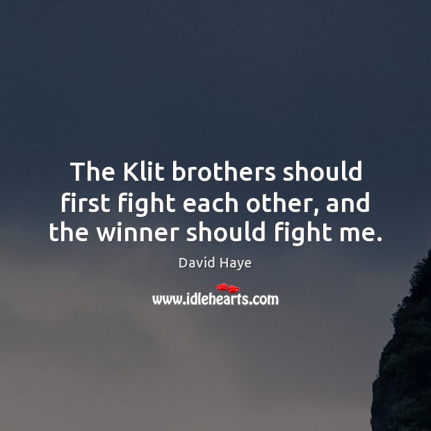 The Klit brothers should first fight each other, and the winner should fight me. David Haye Picture Quote