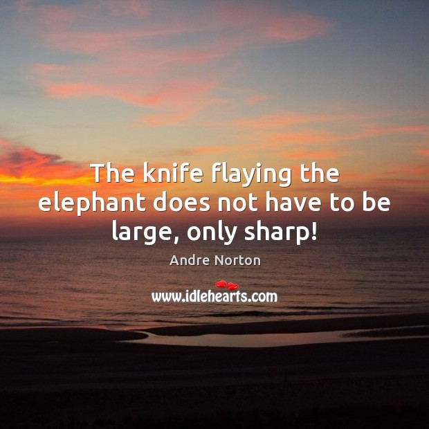 The knife flaying the elephant does not have to be large, only sharp! Andre Norton Picture Quote