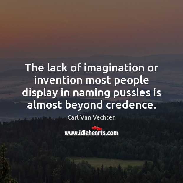 The lack of imagination or invention most people display in naming pussies Carl Van Vechten Picture Quote