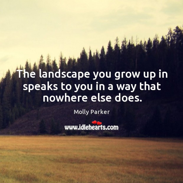 The landscape you grow up in speaks to you in a way that nowhere else does. Molly Parker Picture Quote
