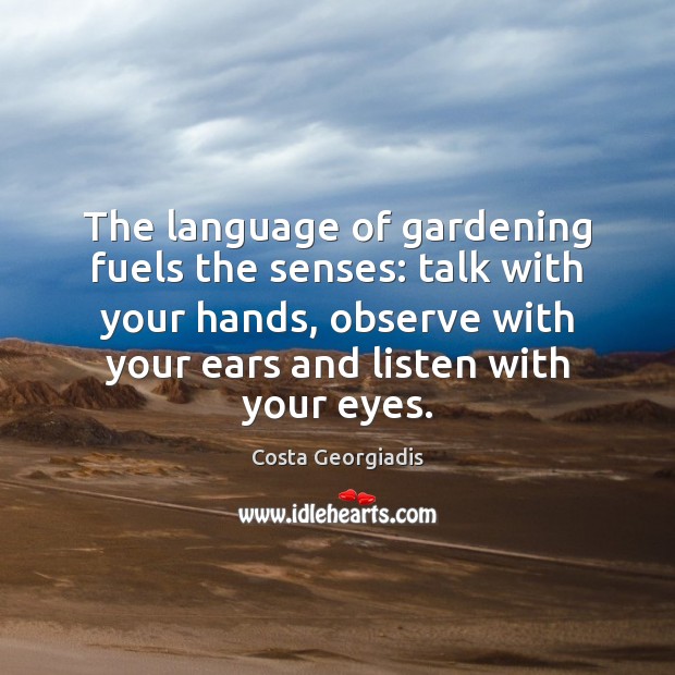 The language of gardening fuels the senses: talk with your hands, observe Costa Georgiadis Picture Quote