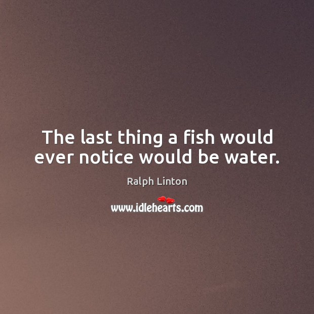The last thing a fish would ever notice would be water. Ralph Linton Picture Quote