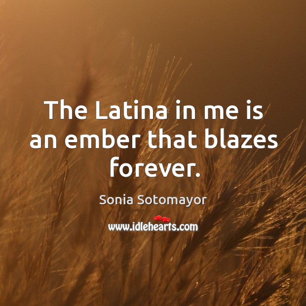 The Latina in me is an ember that blazes forever. Sonia Sotomayor Picture Quote