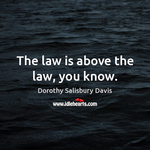 The law is above the law, you know. Dorothy Salisbury Davis Picture Quote