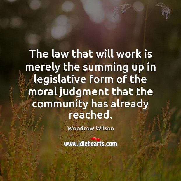 The law that will work is merely the summing up in legislative Image