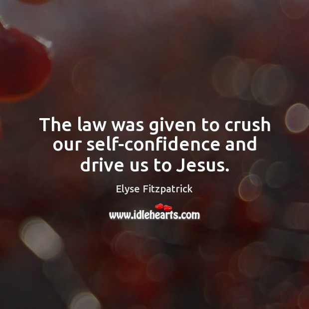 The law was given to crush our self-confidence and drive us to Jesus. Elyse Fitzpatrick Picture Quote