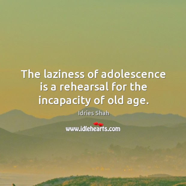 The laziness of adolescence is a rehearsal for the incapacity of old age. Image