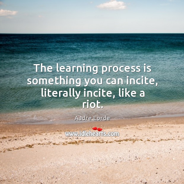 The learning process is something you can incite, literally incite, like a riot. Audre Lorde Picture Quote