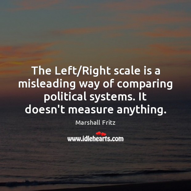 The Left/Right scale is a misleading way of comparing political systems. Marshall Fritz Picture Quote