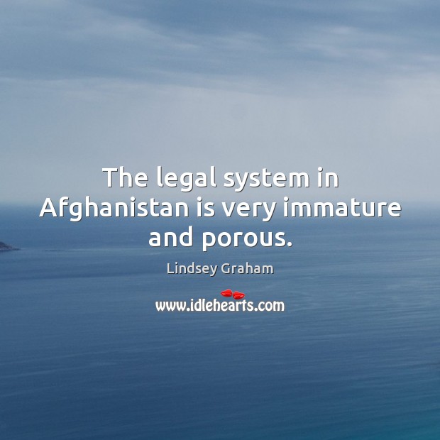The legal system in Afghanistan is very immature and porous. Lindsey Graham Picture Quote