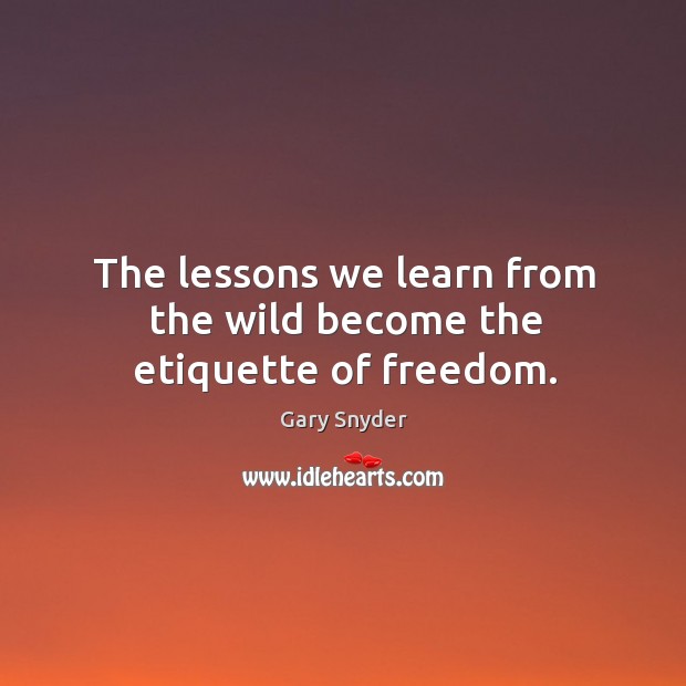 The lessons we learn from the wild become the etiquette of freedom. Gary Snyder Picture Quote