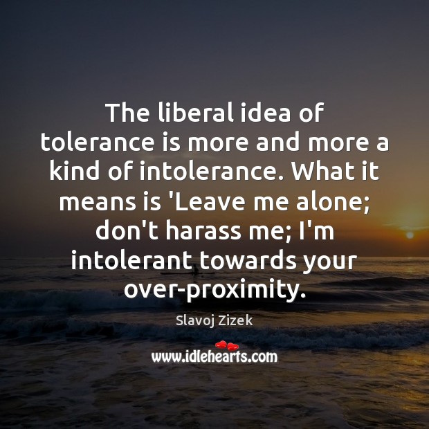 The liberal idea of tolerance is more and more a kind of Image