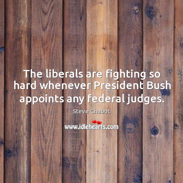 The liberals are fighting so hard whenever president bush appoints any federal judges. Steve Chabot Picture Quote