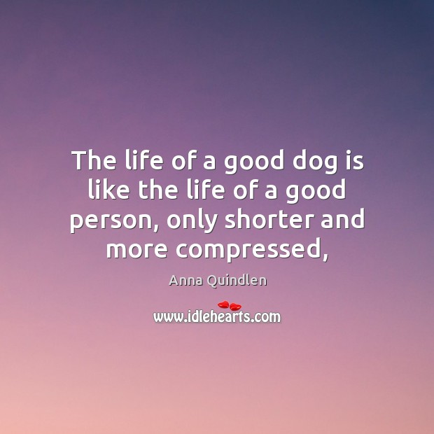 The life of a good dog is like the life of a Anna Quindlen Picture Quote