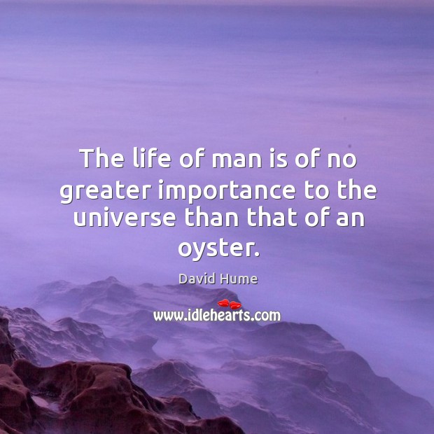 The life of man is of no greater importance to the universe than that of an oyster. Image