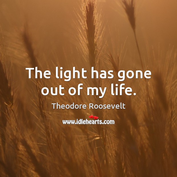 The light has gone out of my life. Theodore Roosevelt Picture Quote