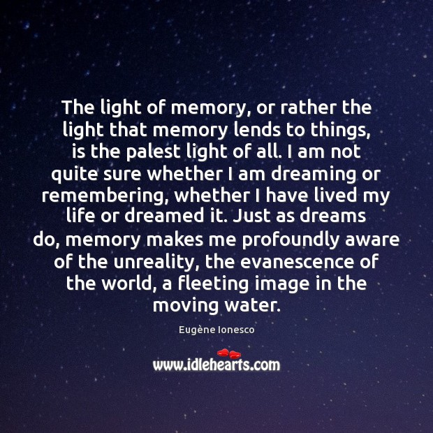 The light of memory, or rather the light that memory lends to Image