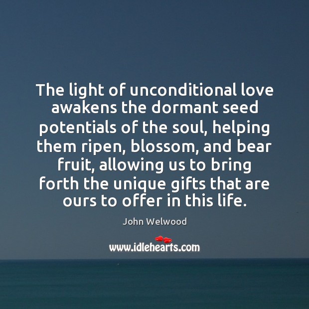 The light of unconditional love awakens the dormant seed potentials of the Unconditional Love Quotes Image