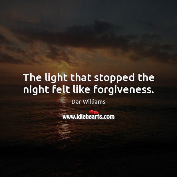 The light that stopped the night felt like forgiveness. Dar Williams Picture Quote