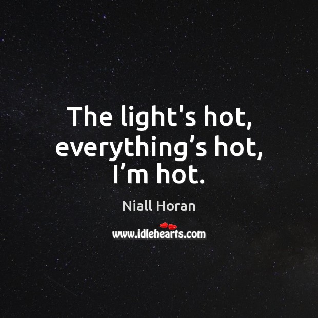 The light’s hot, everything’s hot, I’m hot. Niall Horan Picture Quote