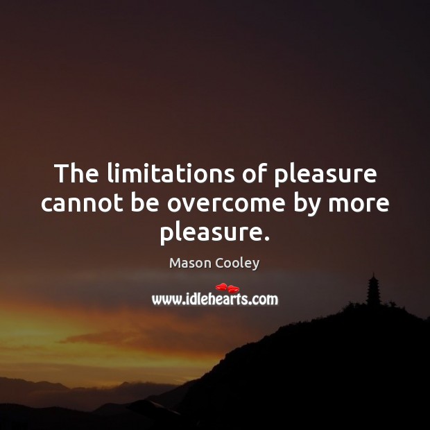 The limitations of pleasure cannot be overcome by more pleasure. Image