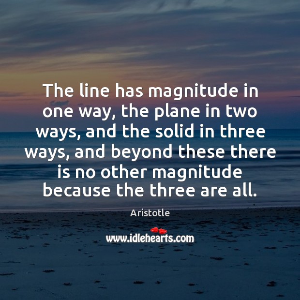 The line has magnitude in one way, the plane in two ways, Image