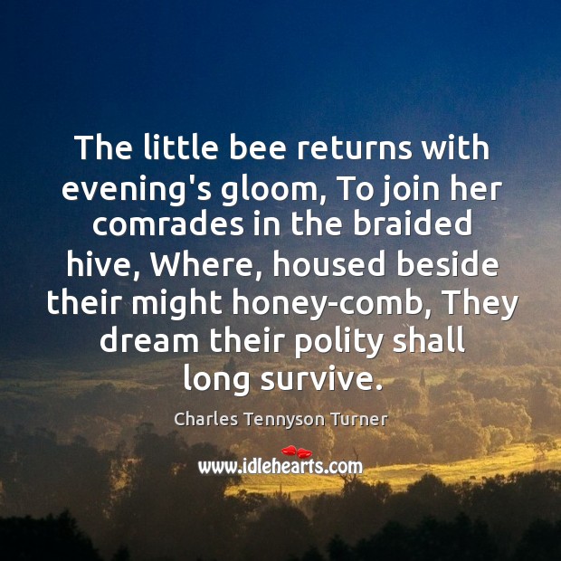 The little bee returns with evening’s gloom, To join her comrades in Image