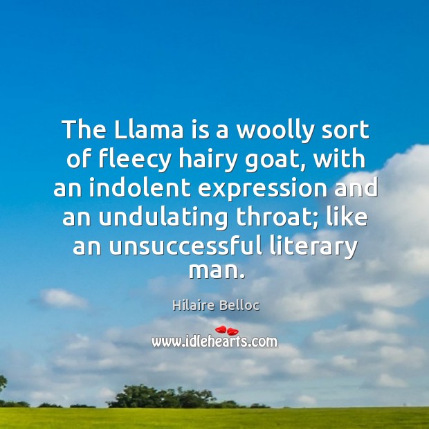 The Llama is a woolly sort of fleecy hairy goat, with an Hilaire Belloc Picture Quote