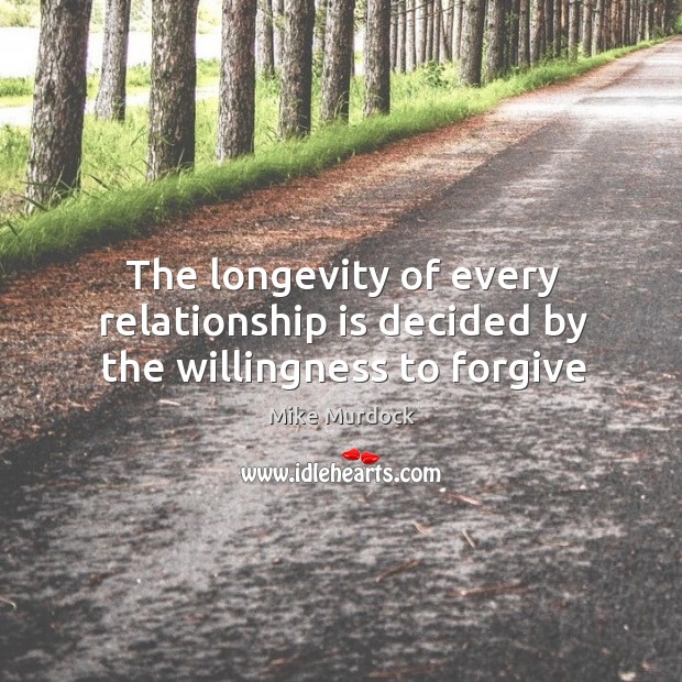 The longevity of every relationship is decided by the willingness to forgive Mike Murdock Picture Quote