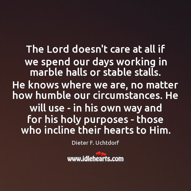The Lord doesn’t care at all if we spend our days working Dieter F. Uchtdorf Picture Quote