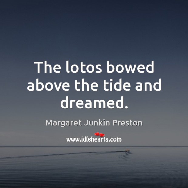 The lotos bowed above the tide and dreamed. Margaret Junkin Preston Picture Quote