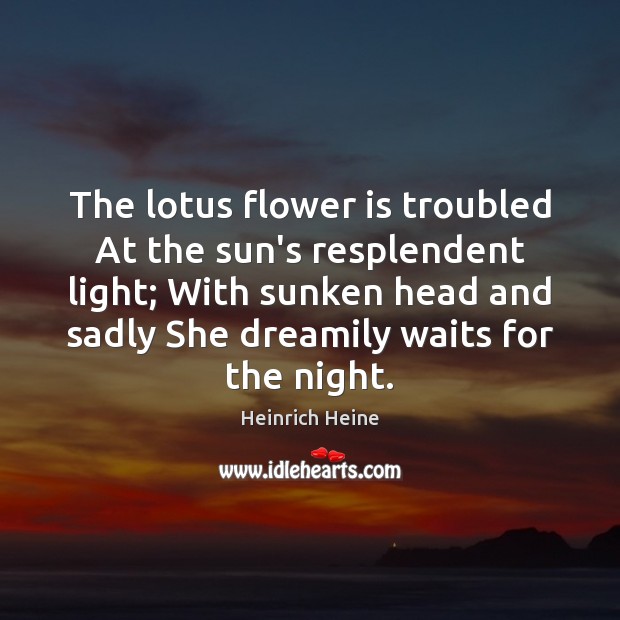 The lotus flower is troubled At the sun’s resplendent light; With sunken Image