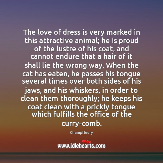 The love of dress is very marked in this attractive animal; he Champfleury Picture Quote