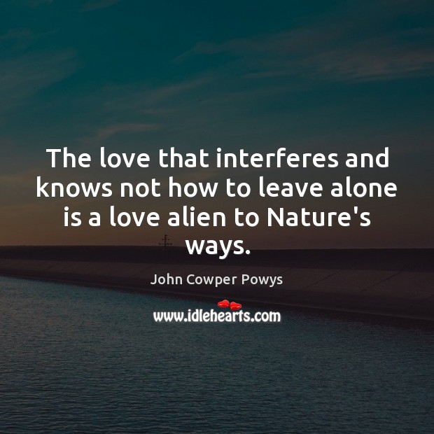 The love that interferes and knows not how to leave alone is John Cowper Powys Picture Quote