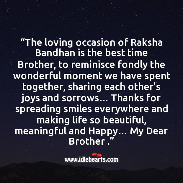 The loving occasion of raksha bandhan is the best time brother Raksha Bandhan Quotes Image
