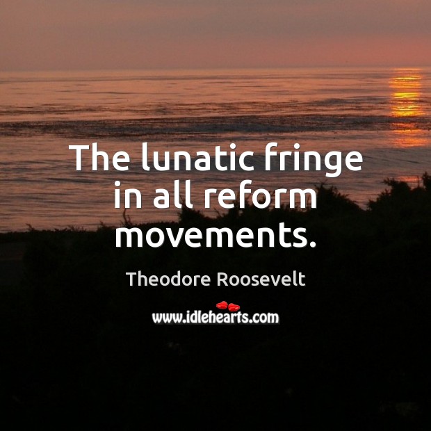 The lunatic fringe in all reform movements. Theodore Roosevelt Picture Quote