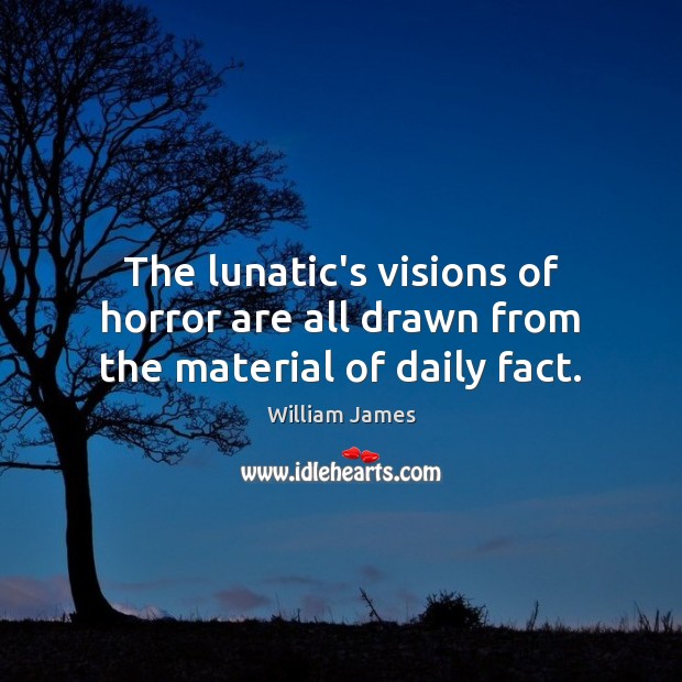 The lunatic’s visions of horror are all drawn from the material of daily fact. William James Picture Quote