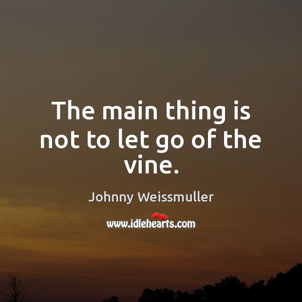 The main thing is not to let go of the vine. Johnny Weissmuller Picture Quote