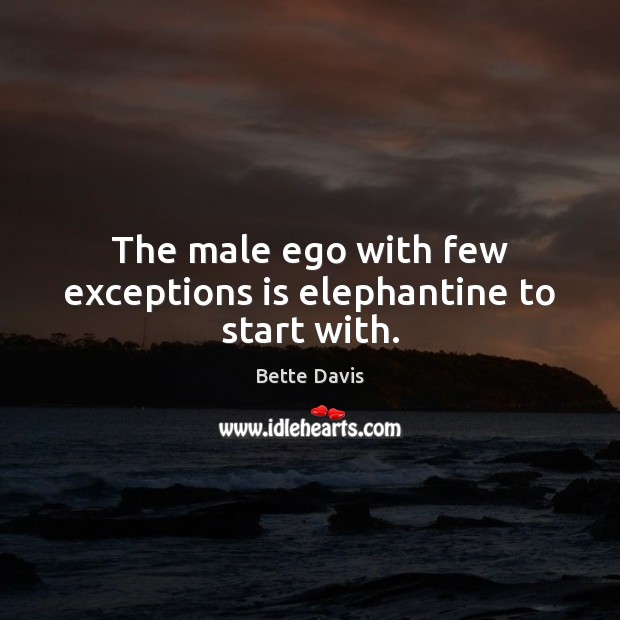 The male ego with few exceptions is elephantine to start with. Bette Davis Picture Quote