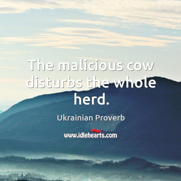 The malicious cow disturbs the whole herd. Ukrainian Proverbs Image
