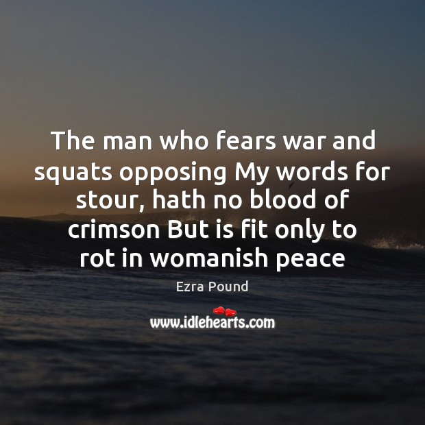 The man who fears war and squats opposing My words for stour, Ezra Pound Picture Quote