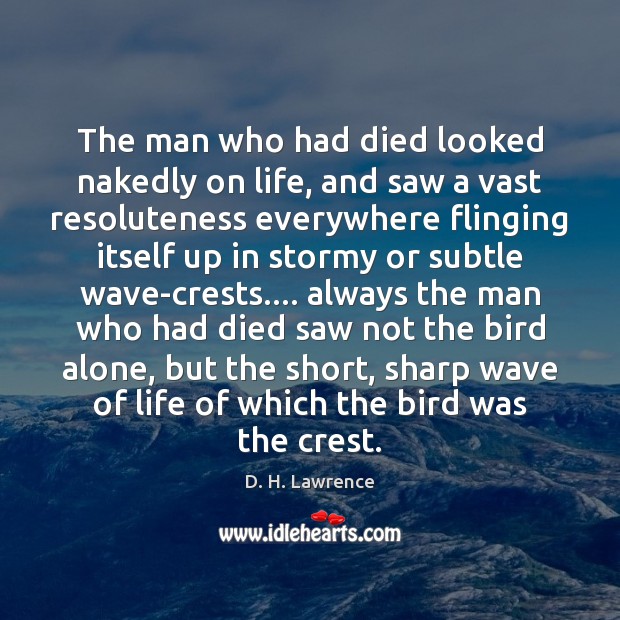 The man who had died looked nakedly on life, and saw a D. H. Lawrence Picture Quote