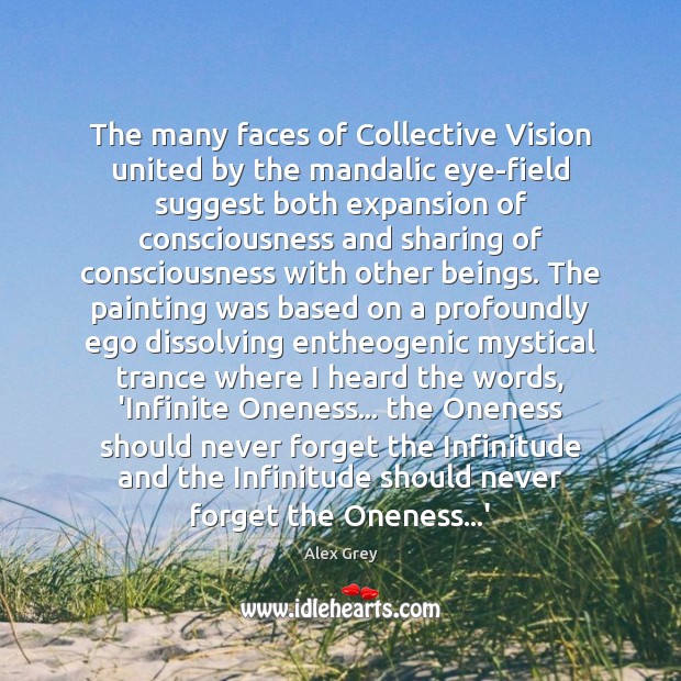 The many faces of Collective Vision united by the mandalic eye-field suggest Alex Grey Picture Quote