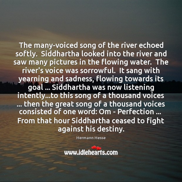 The many-voiced song of the river echoed softly.  Siddhartha looked into the Image